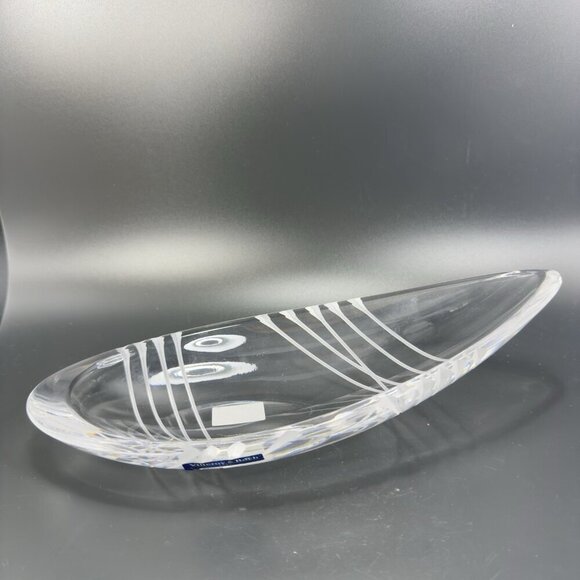 Villeroy & Boch Organics Leaf Shaped Cut Crystal Oval Oblong Dish Clear 16in VTG - Picture 1 of 13